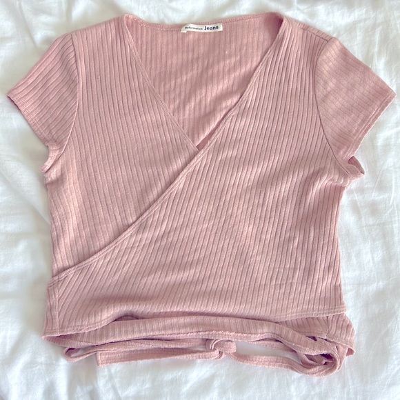 Reformation Tops - Used Reformation Jeans flora top short sleeve wrap around blush muted light pink